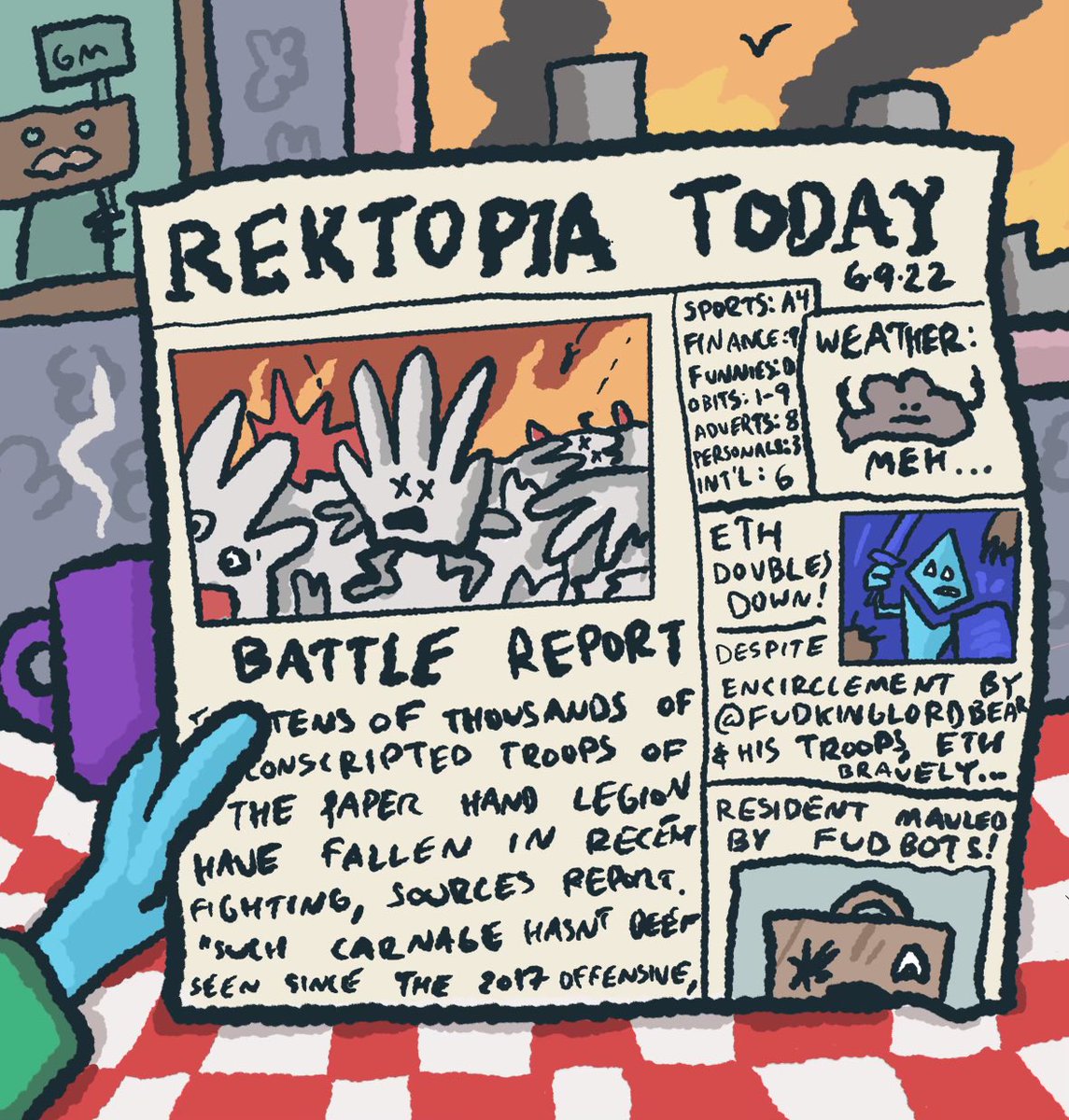 rektfolios's tweet photo. GOOD MORNING #REKTOPIA! ANOTHER ISSUE OF THE LATEST, HOT OFF THE PRESS.
ANY GMS TO BE HAD?
πͺ§πͺ§πͺ§
ππ€¬π΅βπ« https://t.co/0xTFbajFNC