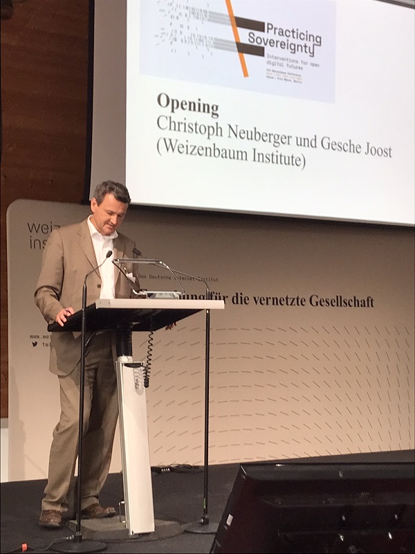 JWI_Berlin's tweet photo. Grand Opening of the 4th Weizenbaum Conference: Welcome and opening by @alttaler and @GescheJoost. Many thanks to @BraFDP for his keynote and to @armaghipour for her welcoming remarks! https://t.co/6jllFQeCQf