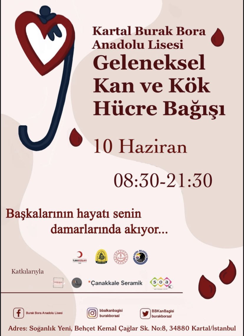 #senindamarlarinda Unutma başkalarının hayatı senin damarlarında akıyor bugün de(9 Haziran) olan kan bağışı kampanyasına katıl kan ver can ver.