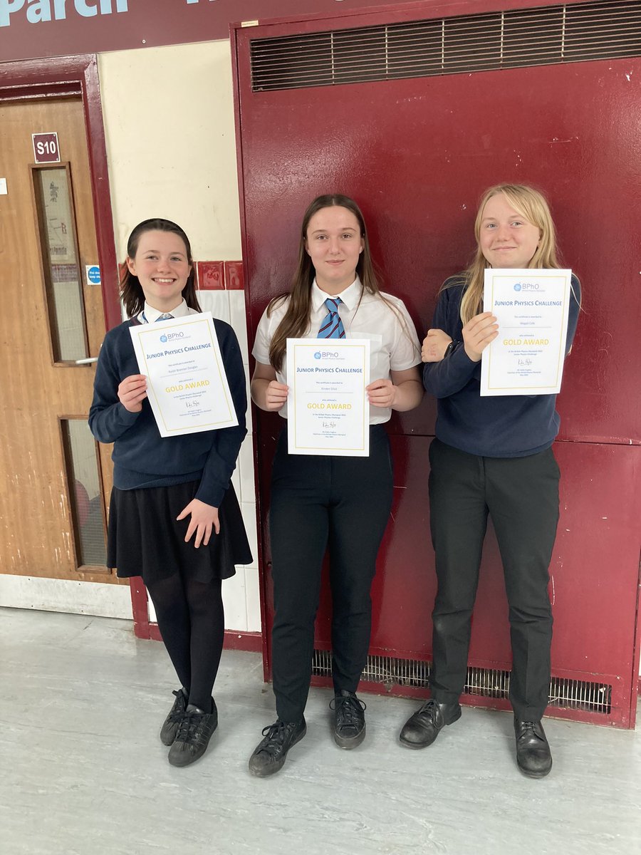 RadyrScience's tweet photo. Many congratulations to our year physicists who successfully completed the Year 10 Physics Olympiad. Special congratulations to Roisin, Abi and Kirsten who achieved Gold!🥇🥇🥇Well done to all those who took part! https://t.co/Ac2W7EmgyQ