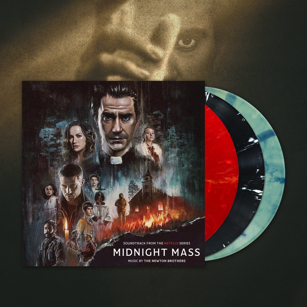 waxworkrecords's tweet image. On Sale &amp;amp; Shipping Tomorrow at 11am CST. MIDNIGHT MASS Original Series Soundtrack by @TheNewtonBros. Featuring the complete choral hymns &amp;amp; score, 180g colored vinyl, never before seen portrait art, liner notes from creator / director @flanaganfilm, composer liner notes, and more.
