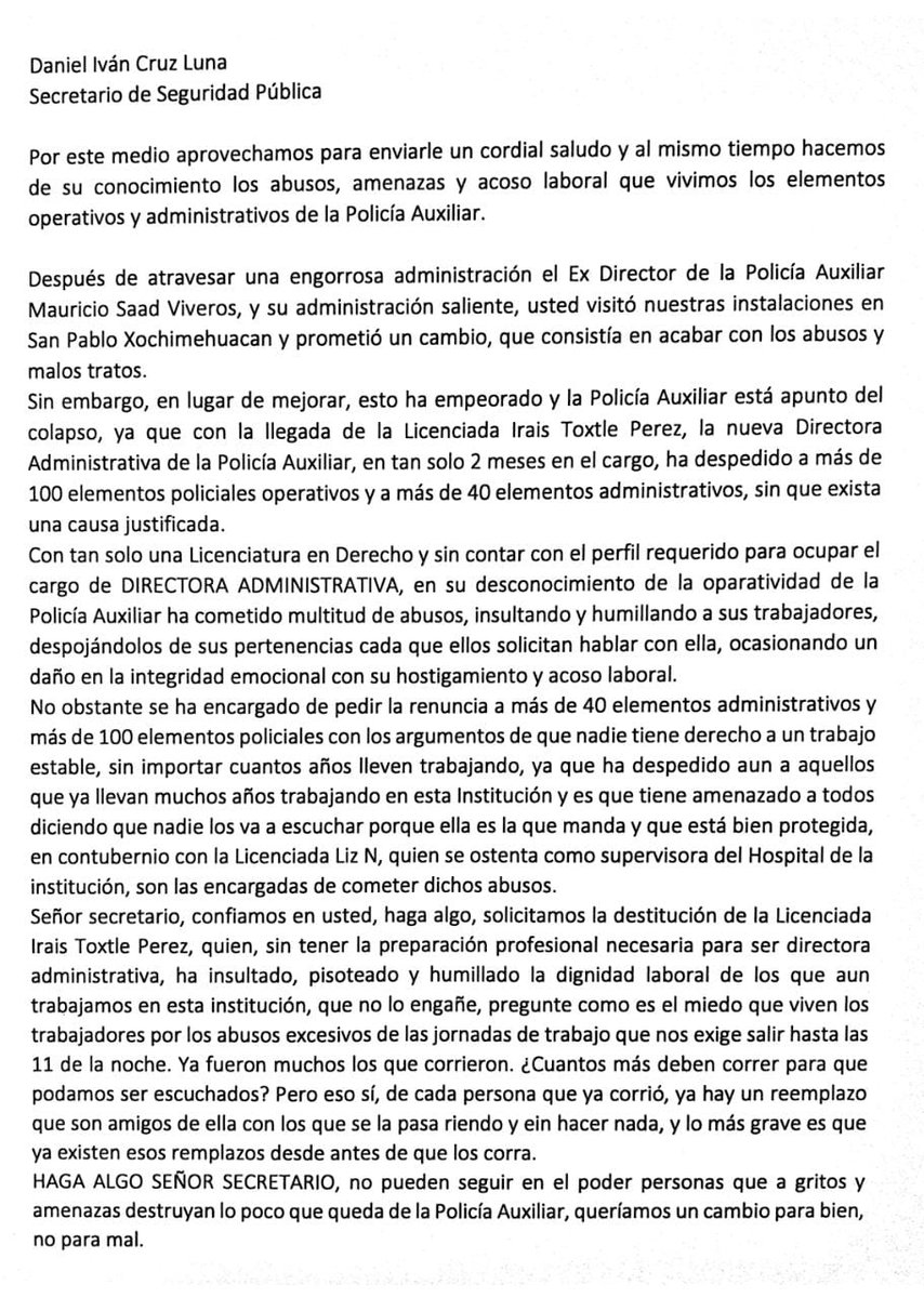 VegaKany's tweet photo. Policía Auxiliar, vuelven los abuso, el mobbing laboral y los despidos injustificados, exigimos justicia!! https://t.co/6gCbFWzdPS