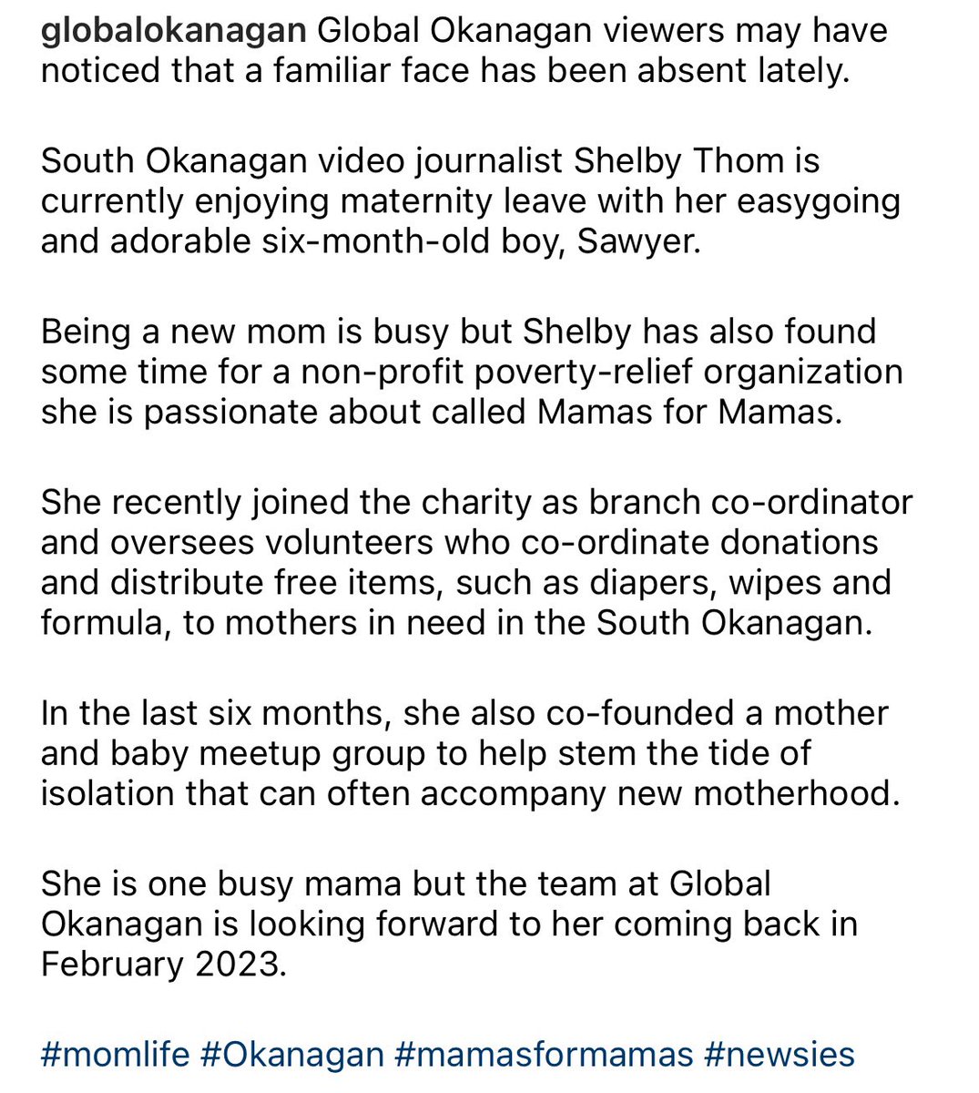 Shelby_Thom's tweet photo. Thanks for the shout out @GlobalOkanagan ! #momlife #penticton #mamasformamas https://t.co/rtIsifpO8b