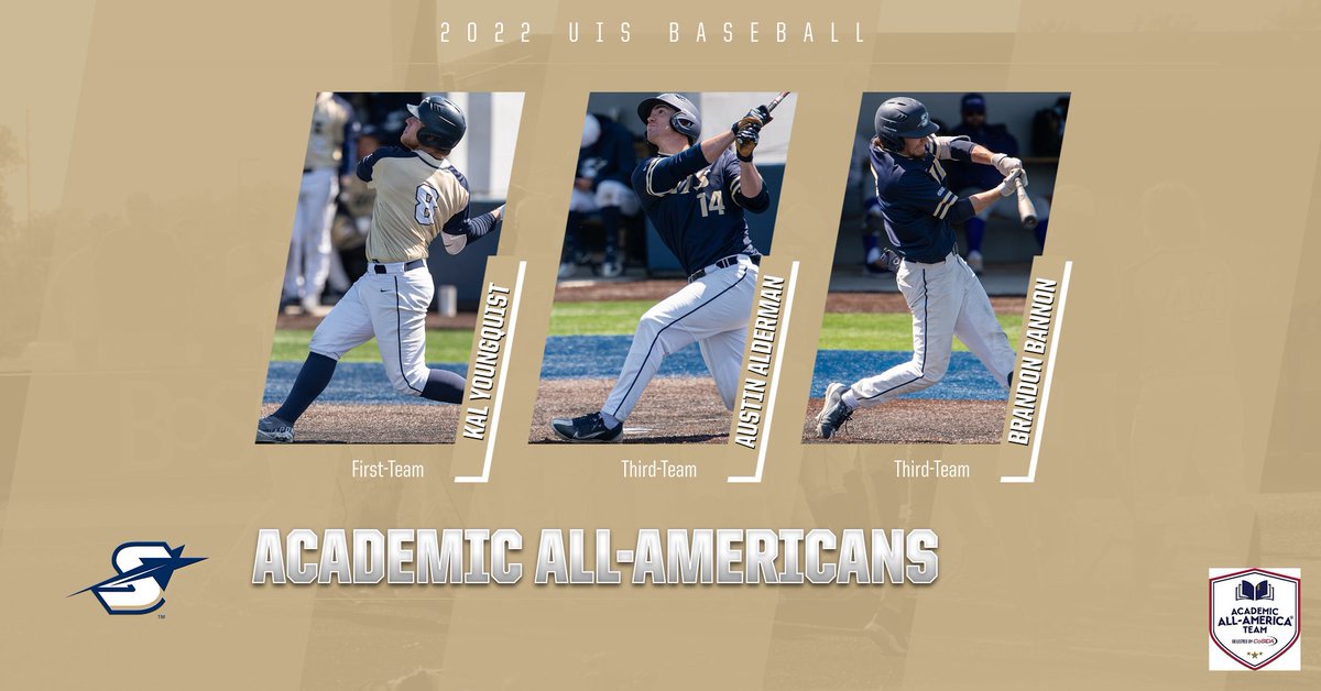 Three members of the <a href="/Baseball_UIS/">UIS Baseball</a> team have been named Academic All-Americans. Kal Youngquist was a first-team selection, and Austin Alderman and Brandon Bannon earned third-team honors.

Complete Story: bit.ly/39hdPI4

#ProtectThePrairire