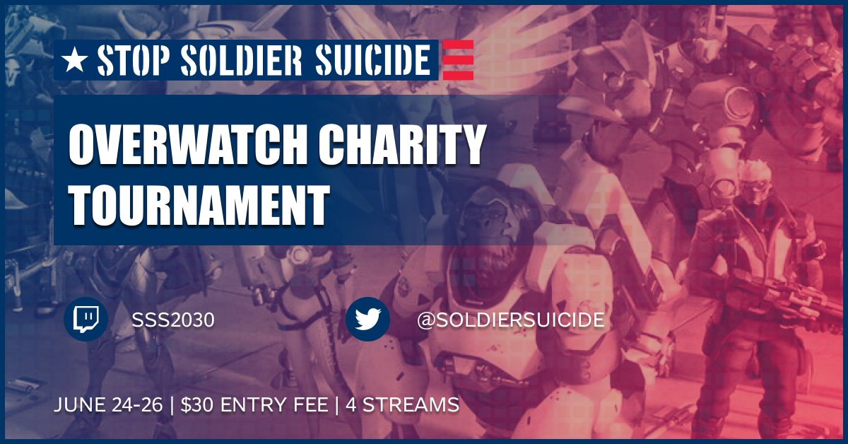 #Overwatch  NA Charity Tournament- DE Open SR
Compete June 24-26th: 
☝Donate $30 team-entry thru Tiltify bit.ly/3x6Z4j3 and let us know
✌ Sign up  here bit.ly/3991s0F
🖖 join our discord discord.gg/srFfMgWNju

#Summer6 #PTSDAwarenessMonth #Veterans #Military