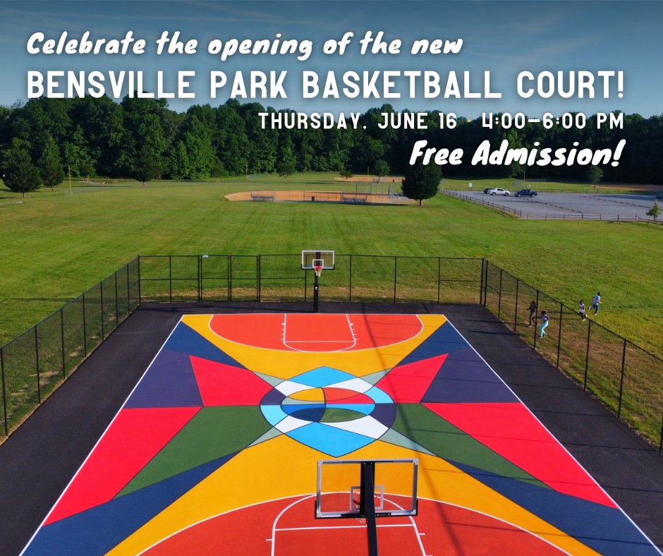 Join us in celebrating the opening of the new basketball court at Bensville Park! Enjoy an evening of free games and activities both on and off the court, food vendors, a summer activity fair, prizes, and giveaways on Thursday, June 16! 
 Learn more at bit.ly/3O3El6n.