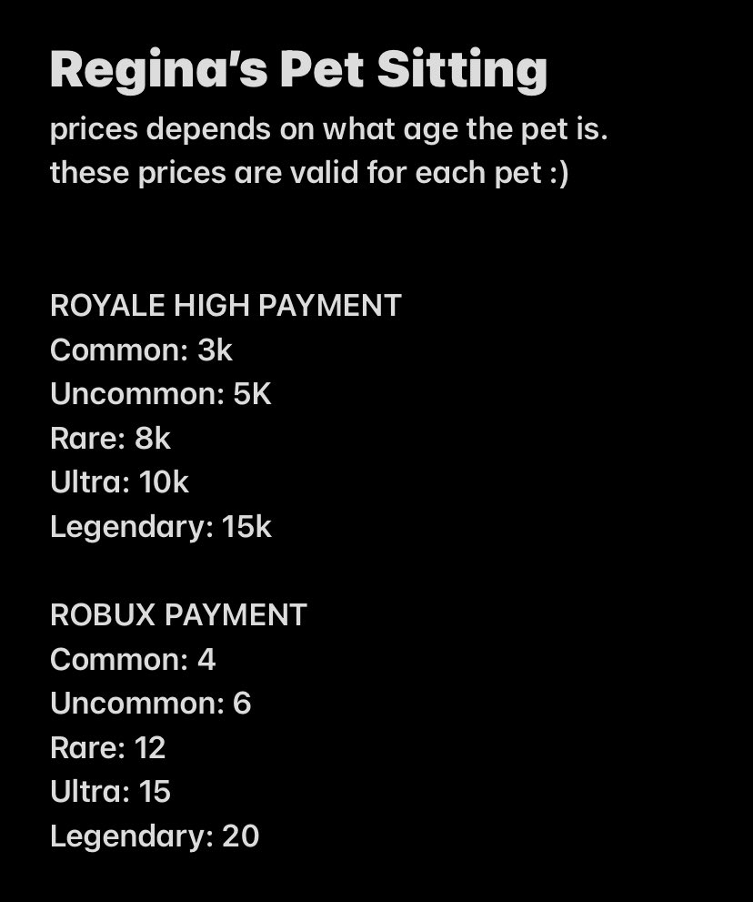 ReginaBlanck's tweet image. Doing Petsitting in Adopt Me for RHD or Robux

Dm or comment if interested!

Kw: Age up full grown Pet sitting Petsitter pet sitter pet sit

Tags: #adoptmepetsitting #adoptmepetaging #adoptmeaging #adoptmetrading #adoptme #adoptmetradings #Adoptmetrade  #adoptmepetsit #adoptme