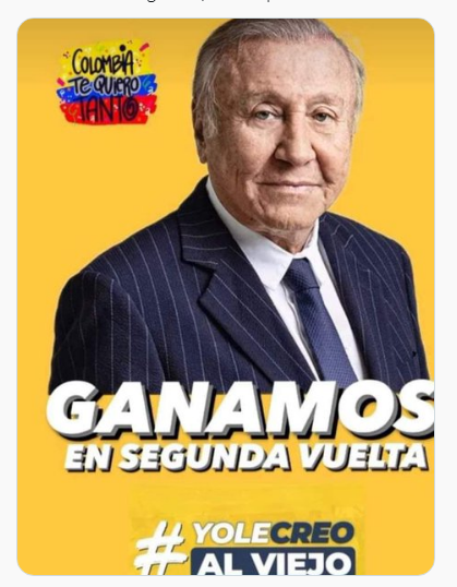 Anitnelav87's tweet photo. Ganamos en segunda vuelta
#Colombia gana
#yolecreoalviejo #amimegustanmayores #9junio #Jueves #PetroNuncaSeraPresidente https://t.co/QqqcytKHNn