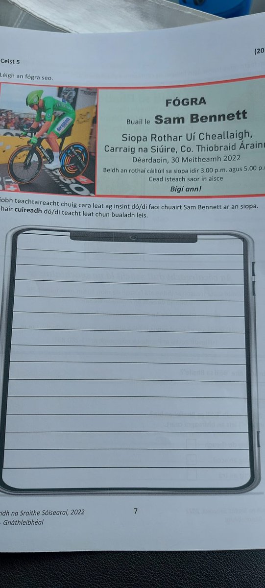 You know you’ve arrived when you are a Question in Irish Paper I. Comhghairdeas <a href="/Sammmy_Be/">Sam Bennett</a> !
