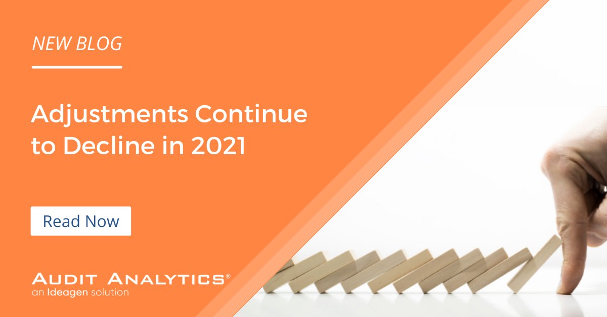 Despite the massive increase in #financial #restatements in 2021, out-of-period adjustments have continued to decrease since 2016. 

Learn more about out-of-period adjustment trends in our latest blog!

bit.ly/3Mvt8KQ
