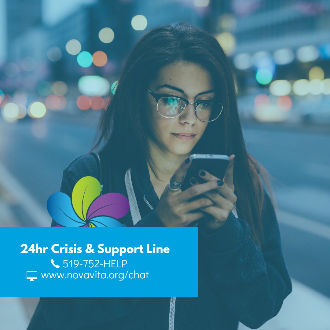 Connect with our 24hr Crisis &amp; Support Line through phone, text or online chat. We're here to help. 

Please consider sharing this post. You never know who might need it.

Phone/Text: 519-752-HELP (4357)
Online Chat: novavita.org/chat