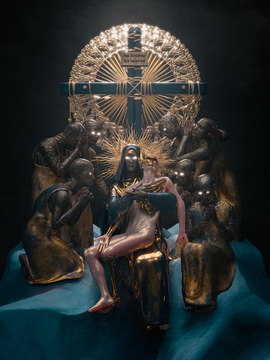 cultofrozen's tweet photo. PIETA 

https://t.co/f2I5Xk1gm5

Hi friends ! Hope you’re all doing well !
After months of working in the NFT Space and on Digital works, I’m back to a more traditional way of sharing my Art. 🖼

“PIETA” is my first artwork available for print.
Let me know what you think https://t.co/cjkt7nUZWk