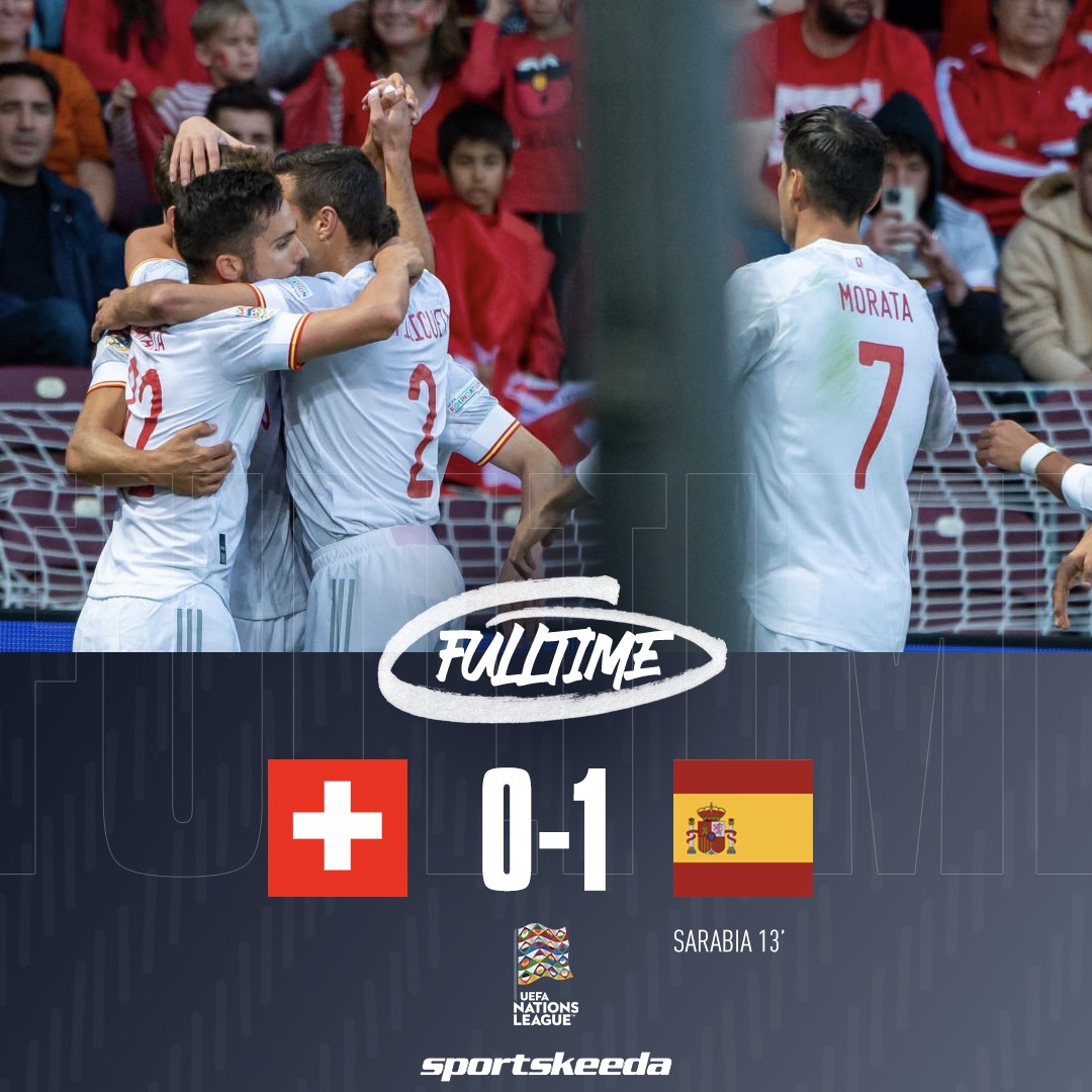 skworldfootball's tweet photo. Spain register their first win of the campaign thanks to a Pablo Sarabia goal 🇪🇸✨

#Spain #NationsLeague #SWISPA #SWIESP https://t.co/KwRJfjOl8n