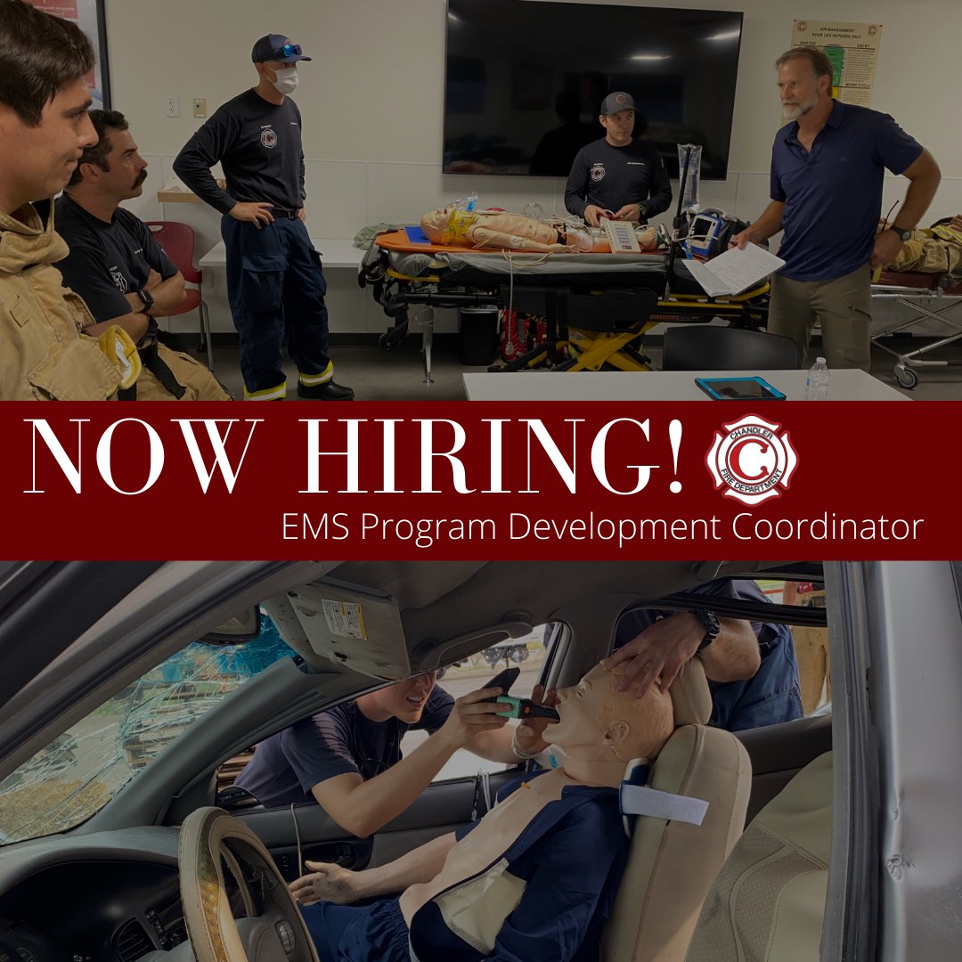 The Chandler Fire Department is looking for an EMS Program Development Coordinator. Are you the right fit? Apply using the link below governmentjobs.com/careers/chandl…