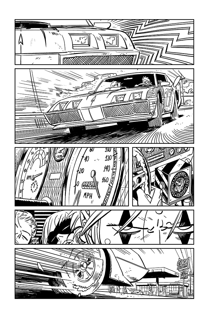 Then, when shit start happening again, the panel graduality get some of the crazyness of the old times, back.
Also, from the first time I read the script I wanted Mike to lose, and to regain in the last pages, the same eyes he had in the beginning, to show that he's awoke.
