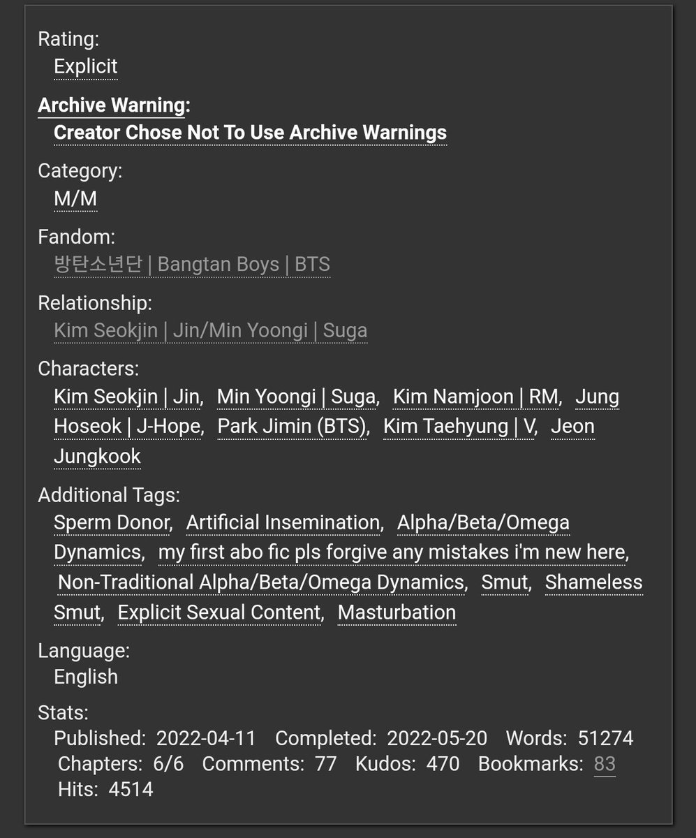 Fic: The Omega Assistant 
Pairing: Yoonjin
Tag: a/b/o verse
Author: @shin_twt7 

Ya alll!! All the abo verse lovers like me, its a freaking treat for ya all!!
So well written!! Loved reading it way tooo much!!

archiveofourown.org/works/38303947

#yoonjin #btsfanfiction #fanfiction #yaoi