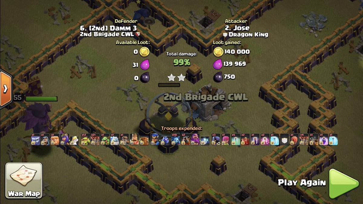 5/7 solo skelly donut lalo en <a href="/DRAGON_KING_COC/">DRAGON KING</a> 

Nada como acabar la CWL con un 99.99%💪🏻