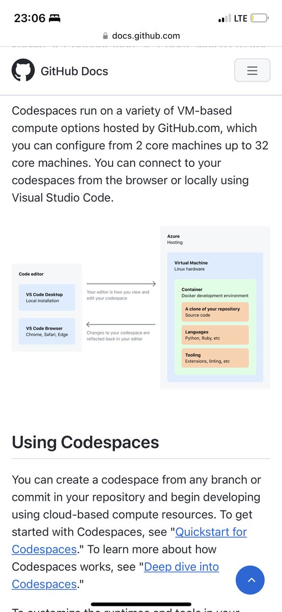 Lukaesch's tweet image. This can be achieved by combining @github #codespaces, #codepilot and a mobile-centered app for the users. UX simplified to the maximum of what is possible with the real estate of smartphone screens and touch gestures.
