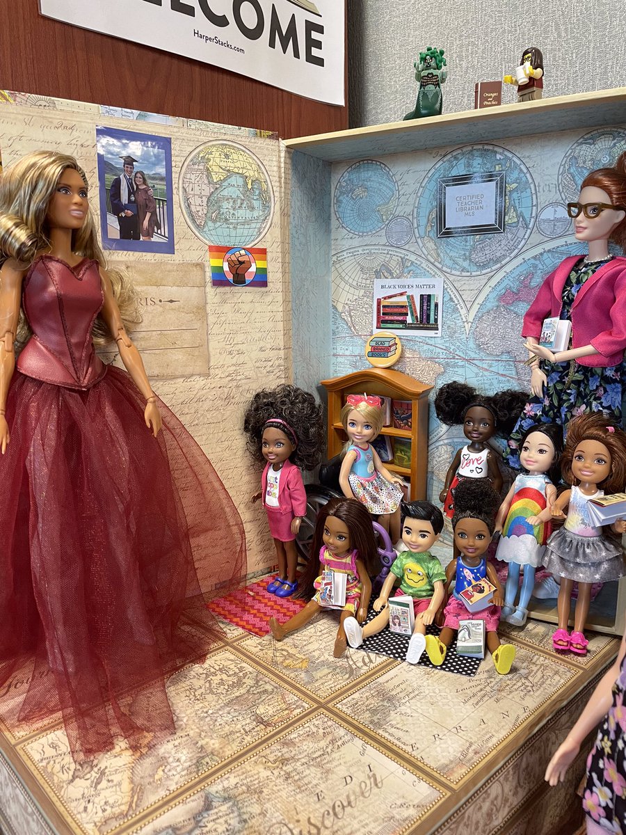 My <a href="/Barbie/">Barbie</a> Teacher Librarian and her students are so excited to have <a href="/Lavernecox/">Laverne Cox</a> Barbie visit! #Pride