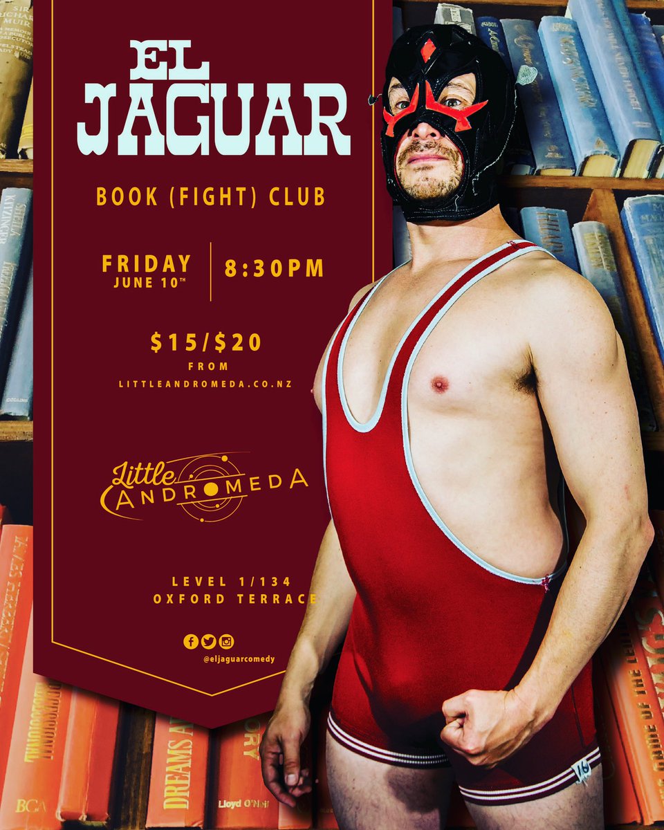 eljaguarcomedy's tweet photo. TONIGHT! @eljaguarcomedy at @purplecroissant at 8:30pm. #nzcomedy #chchcomedy #bookclub #nzbookclub #eljaguarcomedy https://t.co/24HYp9WQss