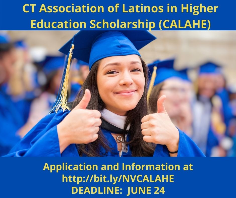 CTStateNV's tweet image. CT Association of Latinos in Higher Education (CALAHE) is offering $1000 scholarship opportunities!  See all the details at bit.ly/NVCALAHE.