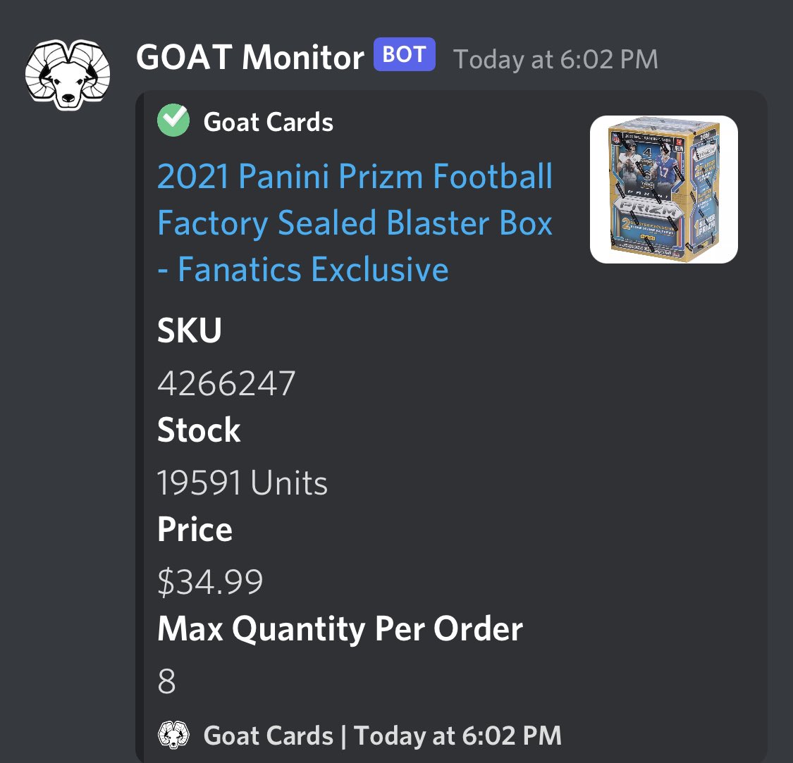 The Goat Monitor (Trading Card Stock Tracker) tweet media