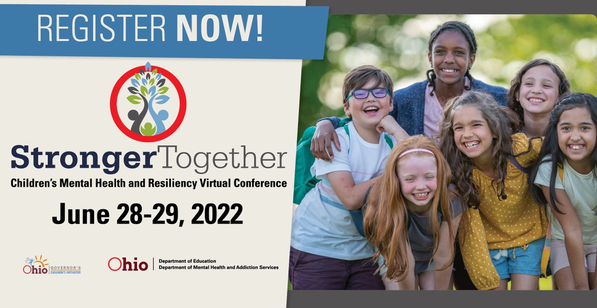 OHEducation's tweet photo. Stronger Together: Children’s Mental Health and Resiliency Virtual Conference

⇨ Join us June 28-29 to learn about best practices and resources for implementing mental health and resiliency supports in Ohio’s schools.

💻 Register: https://t.co/buD2zeXJPm https://t.co/LmmSCJCwdr
