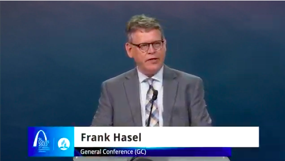 adventistnews's tweet photo. A report from Frank Hasel regarding the task of BRI (Biblical Research Institute) to study biblical hermeneutics from an Adventist approach. 
Tune in: https://t.co/Hb7y5rCnnb
#GCSession #AdventistChurch https://t.co/D9mrGhyI9I