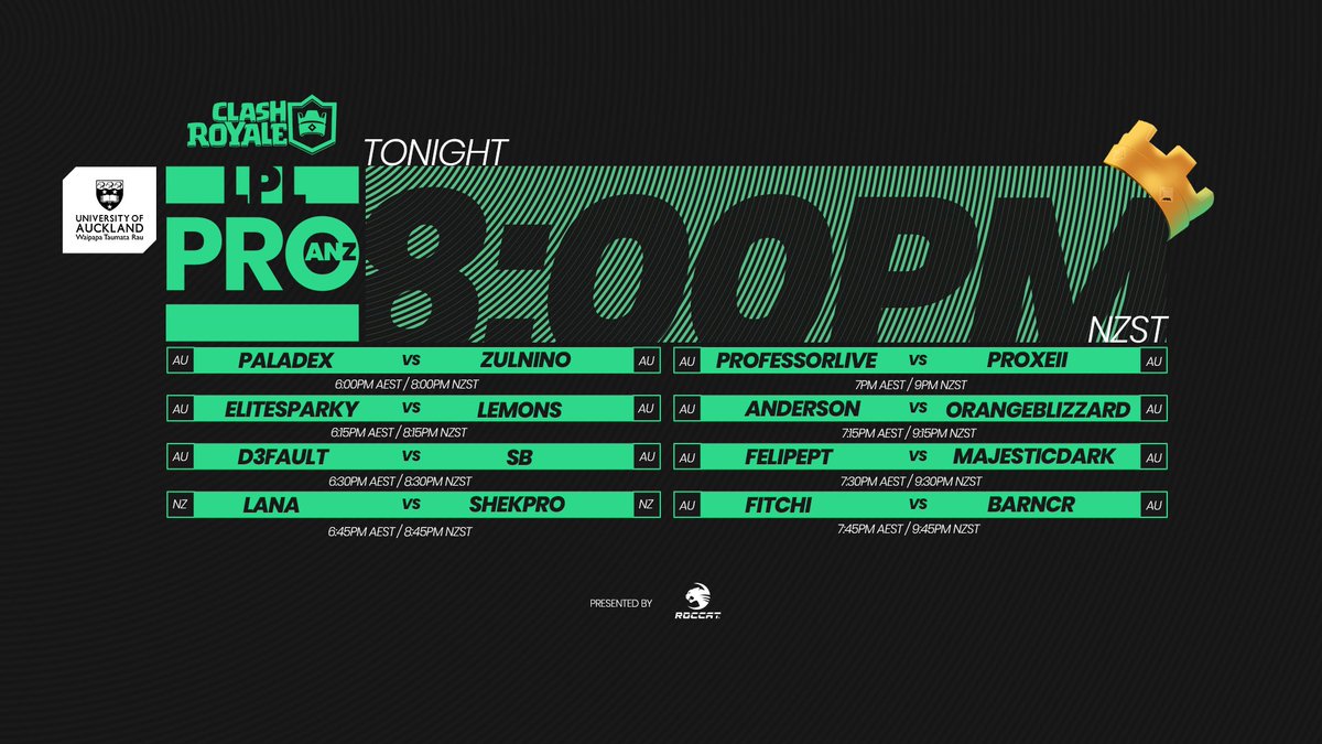 The LPL CLASH ROYALE ANZ CUP 2022 kicks off TONIGHT!

Tune in to see 16 of the top players in ANZ go head-to-head in a series of 1v1, best of 3 matches.

💬 <a href="/genome/">Andrew Logan</a> <a href="/ProtoANZ/">Proto / Kai</a>

⏰ 8:00PM NZST
📺 twitch.tv/lpl_play

#LPLPRO #CLASHROYALE