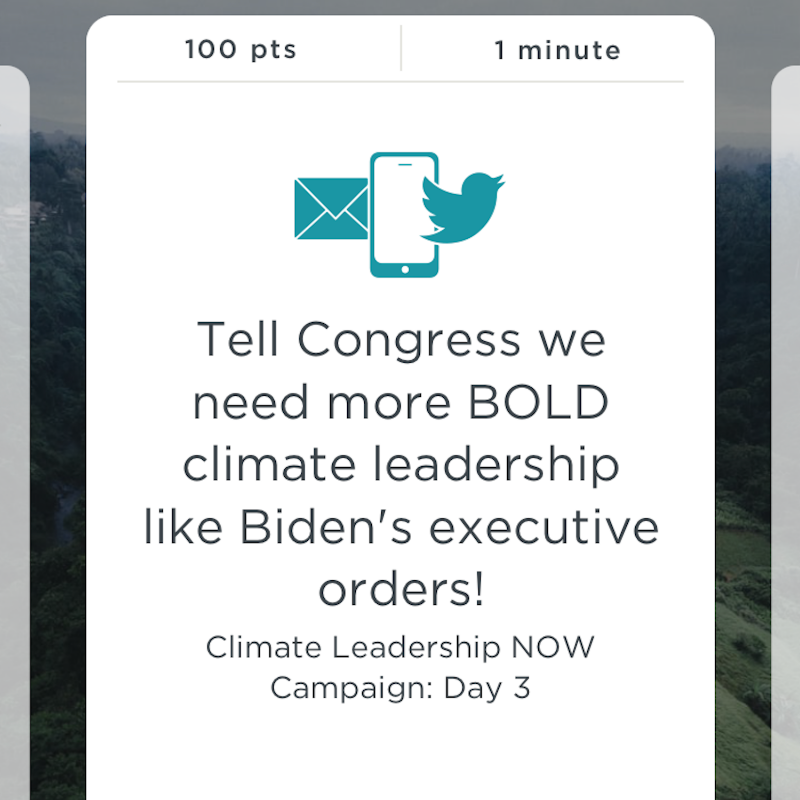 MyClimateApp's tweet photo. ACTION OF THE DAY: Tell Congress we need more BOLD climate leadership like Biden's executive orders!

Download the Climate Action Now app to take this action and thousands of others!