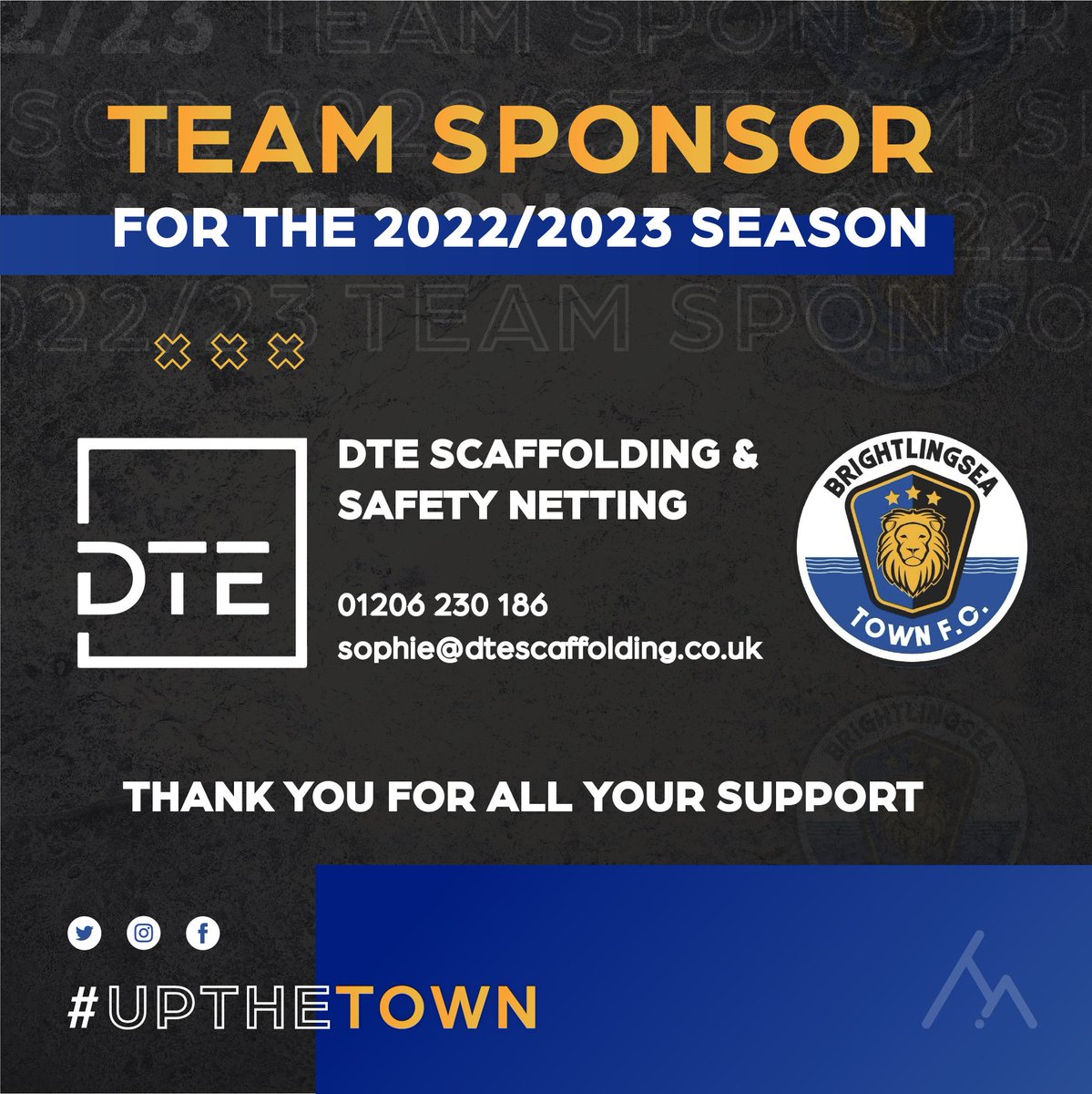 NEW TEAM SPONSOR!! We’d like to thank @dtescaffoldingsafetynettingltd for all their support for this season. DTE provide scaffolding and safety netting for both domestic and commercial projects, big or small. If you’re in need of any of these services make sure you get in touch