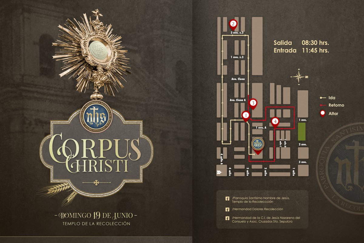 Recotwitt's tweet photo. Recorrido Procesional de Jesús Sacramentado por las calles del Barrio Recoleto en la Solemnidad de Corpus Christi el Domingo 19 de Junio.

¡Alabemos al Santísimo Sacramento del Altar!

#CorpusChristi
#SantisimoNombreDeJesus
#ParroquiaLaRecoleccion
#LaReco
Soy #DeCorazonRecoleto https://t.co/bhhuALp4AR