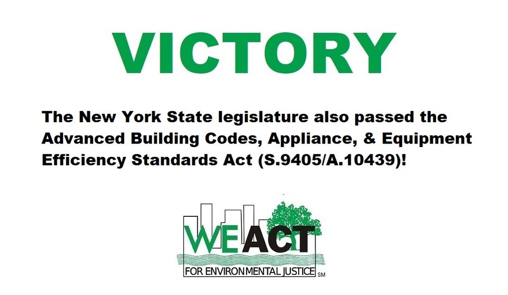 weact4ej's tweet photo. The NYS legislature passed the Advanced Building Codes, Appliance, & Equipment Efficiency Standards Act (S.9405/A.10439), which will save NYers $15 billion on their utility bills while reducing #GreenhouseGas #Emissions #ClimateJustice #UtilityDebt https://t.co/rxal7w09j0 https://t.co/Bj47Z4BRn8