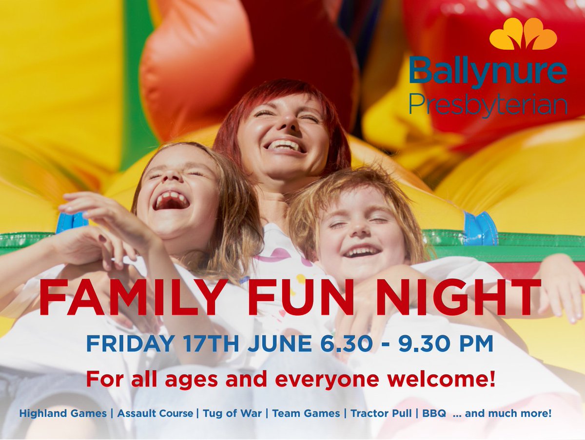 BallynurePres's tweet photo. We're having a Family Fun Night next Friday, 17th June - for all ages and open to all!

Highland Games, Assault Course, Tug of War, Team Games, Tractor Pull, BBQ ... and much more!

Join us in the #Ballynure Presbyterian Church grounds, Fri 17th June, 6.30 - 9.30pm 🧡 https://t.co/APWqS4Dxhm