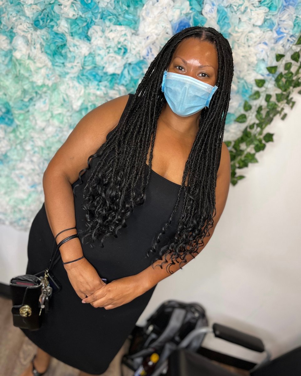 jla_d's tweet photo. Struggling to find the right protective style for the summer? Try rocking a head of custom made Goddess Locs. ​​​​​​​​
💙they’re low maintenance ​​​​​​​​
💙last up to 3 months​​​​​​​​
💙can get them wet https://t.co/1xyKk4FBVi