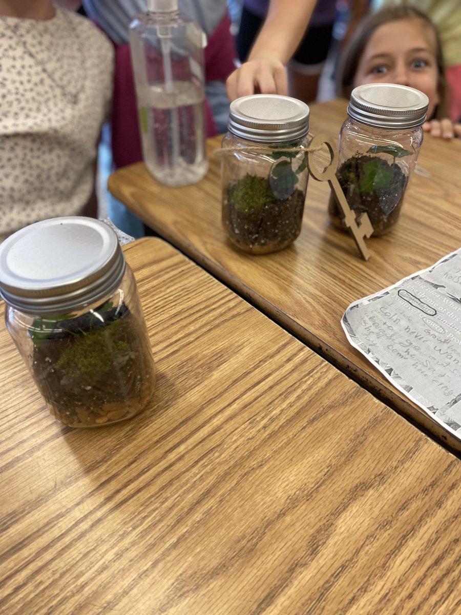 Wrapped up a novel study of The Secret Garden with some 4th graders today! After digging in deep to our reading with Kaplan icons, we created our own secret garden terrariums complete with English ivy! Special thanks to our fabulous LMA, Mrs. Nolette for the extra touches!