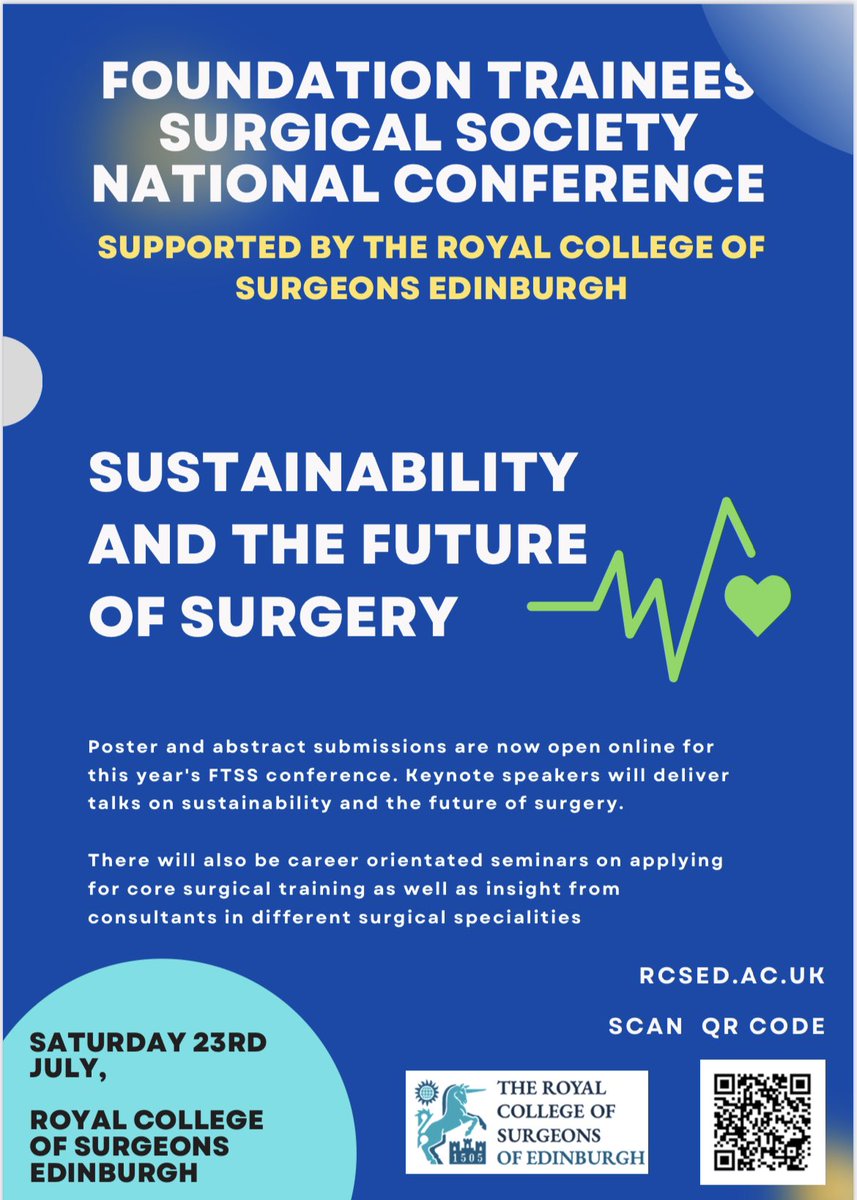 North East FTSS (@northeastftss) on Twitter photo Coming 23rd July... the FTSS national conference!
Held at the Royal College of Surgeons of Edinburgh, this is a great opportunity to submit a poster or abstract at a national conference (which counts towards the all important CST points!)
<a href="/RCSEd/">The Royal College of Surgeons of Edinburgh</a> Coming 23rd July... the FTSS national conference!
Held at the Royal College of Surgeons of Edinburgh, this is a great opportunity to submit a poster or abstract at a national conference (which counts towards the all important CST points!)
<a href="/RCSEd/">The Royal College of Surgeons of Edinburgh</a>