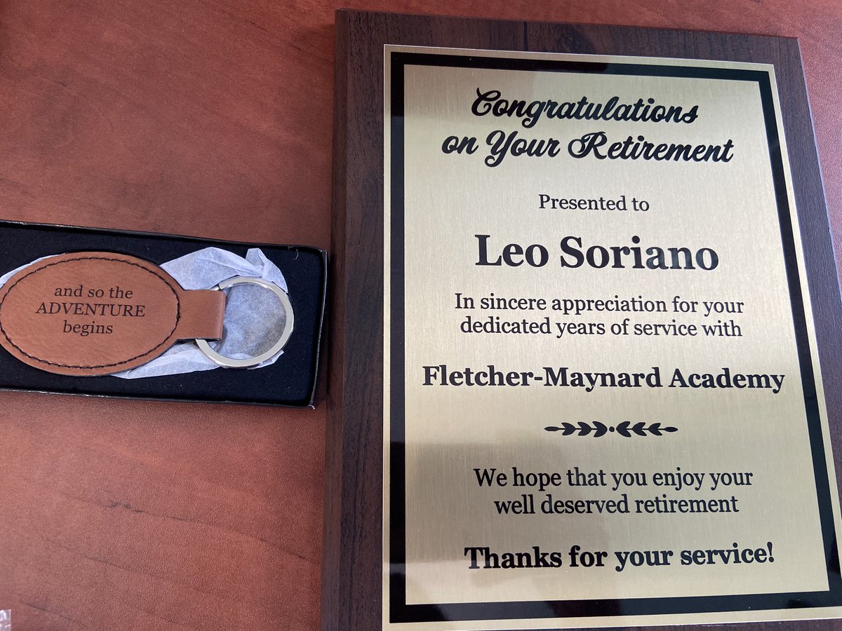 FMA honors our retirees, Mr. Adrian Hebard (Building Sub) and Mr. Leonel “Leo” Soriano (custodian). Thanks for your service, and we wish you well in your next chapter!