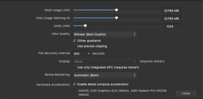 bradjanke's tweet photo. @affinitybyserif I cannot get it to crash today. Yesterday I was working in fullscreen (1080p) on a separate monitor. I was adding text to a screenshot and clicked the Paragraph button which caused the freeze. I can try to reproduce later with the same setup as yesterday. https://t.co/u7hH3G8yMz