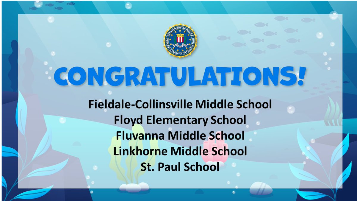 FBIRichmond's tweet photo. As the #FBI's Safe Online Surfing Challenge for the 2021-2022 school year closes, let's congratulate the students from these schools for their participation in May, 2022.
@VDOE_News @FCMidd @FloydSchoolsVA @FluCoSchools @LCSEDU @CCPSDistrict 

Great job &amp; have a safe summer! https://t.co/XJmZ8gAcls