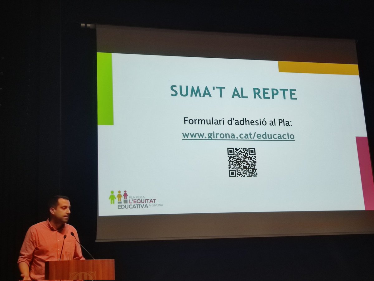 ☑️ Tanquem l'acte de presentació del #plaequitat amb la intervenció del Regidor d'Educació i Esports Àdam Bertran: "Fem el camí tots junts per trobar les eines per arribar a l'equitat educativa" #gironaeducadora #gironaeseducacio