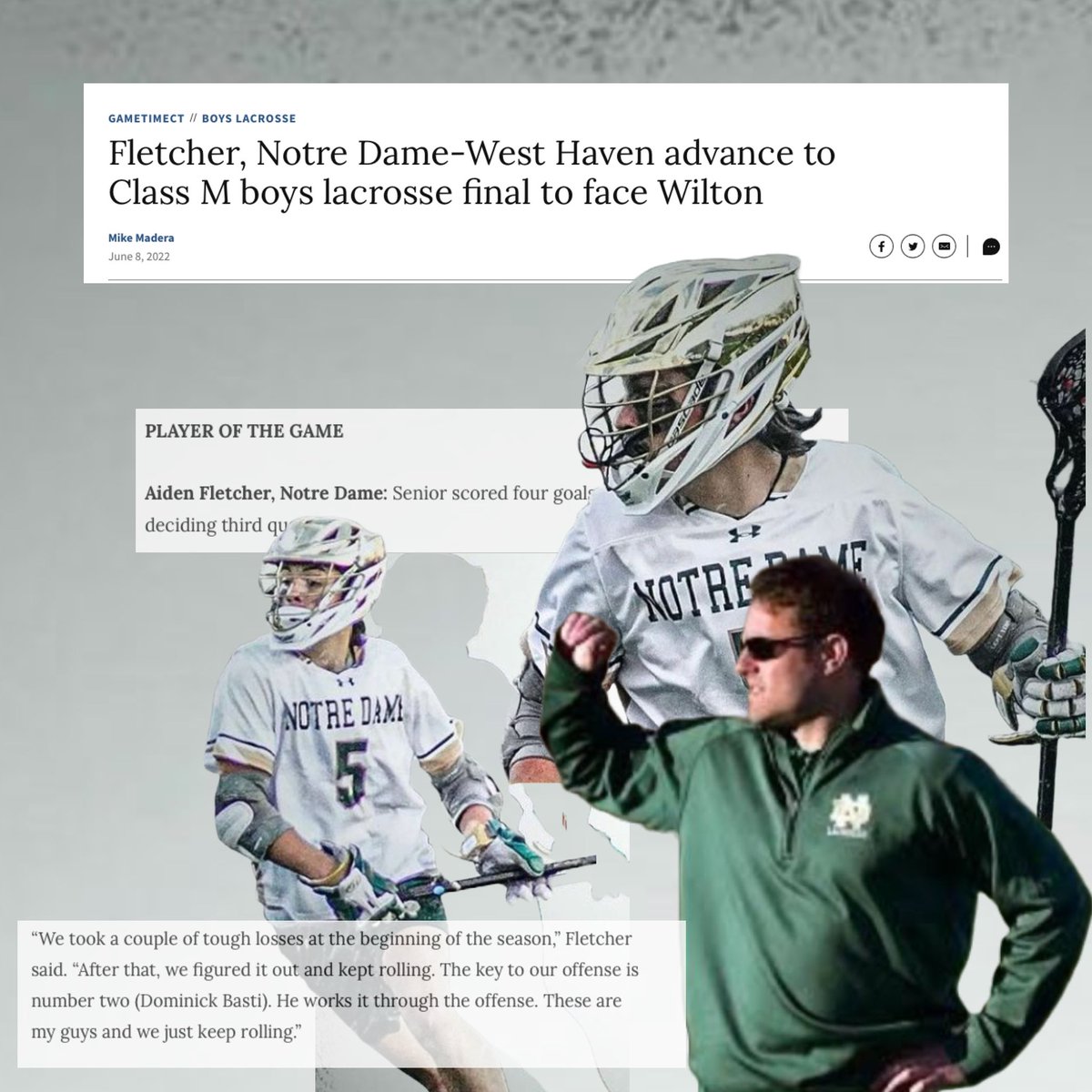 Congratulations to Team CT coach AJ Alessi and his Notre Dame squad on reaching their first ever Class M State Finals game!! Huge shoutout to our guy and future @shumenslax member Aiden Fletcher on earning player of the game honors!