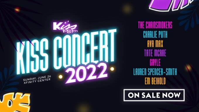 961SRS's tweet photo. Win Kiss Concert tickets starring #TheChainsmokers, #CharliePuth, #AvaMax &amp; more with @cpzito + @SuzanneLewis115 at 7:40am!

https://t.co/Q0ZG9PSzmM https://t.co/ECIiNnoXqo