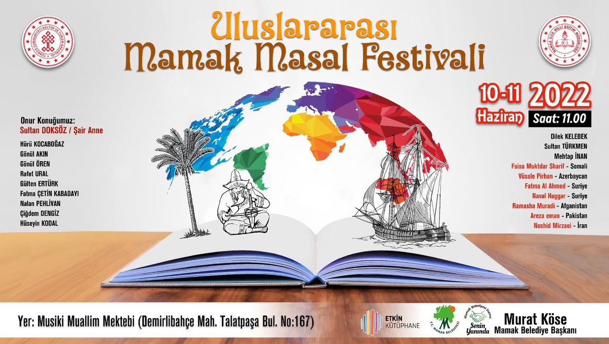 Çeşitli ülkelerin büyükelçiliklerinin konuk olduğu festivalde onur konuğu Şair Anne Sultan Serdar Doksöz’ün yanı sıra ulusal ve uluslararası birçok masal anlatıcıları, tiyatro gösterisi ve birçok ünlü çocuk kitabı yazarlarının da olduğu festivale tüm hemşehrilerimiz davetlidir.