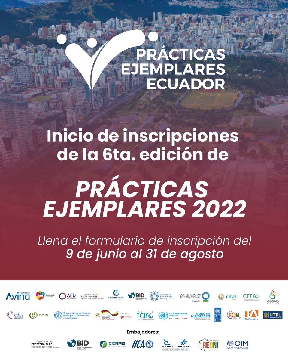AsoGdR_Ec's tweet photo. Este año la #APGRE es parte del concurso #PrácticasEjemplaresEc de la @CLPG_ec para el reconocimiento de proyectos transformadores impulsados por líderes del sector público. Inscríbe tu proyecto hasta el 31 de agosto aquí: https://t.co/g60x1wlMa0 https://t.co/scQThQ7EFL