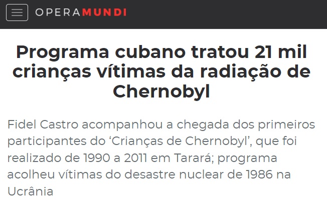 O governo cubano já possuía larga experiência no tratamento de vítimas de contaminação radioativa, pois havia atendido milhares de crianças ucranianas afetadas pelo acidente nuclear de Chernobyl em abril de 1986.16/21