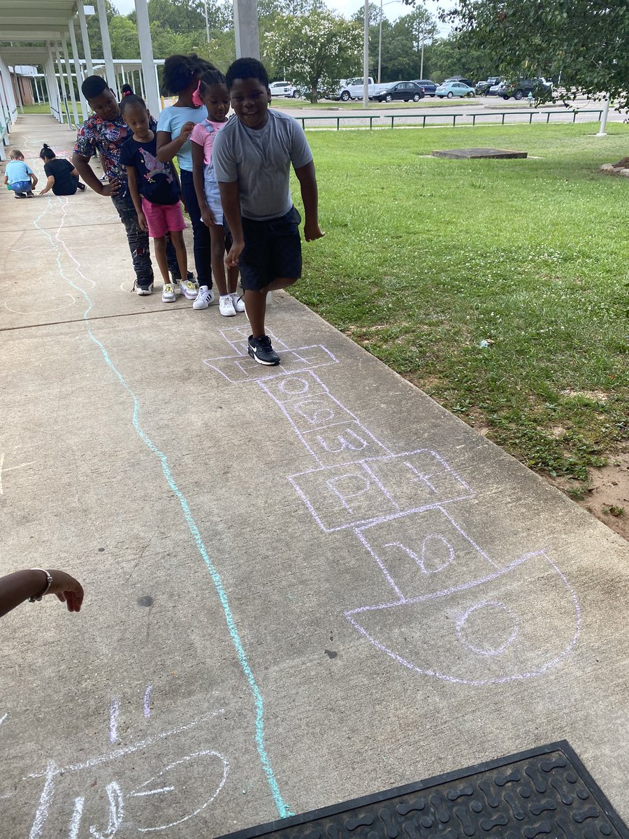 Some old school hopscotch with our letters we’ve been working on!! <a href="/ERDLitCoach/">Elizabeth Partsch</a>