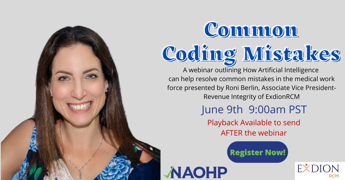 Stop losing revenue because of these common coding mistakes.📊💻 Roni Berlin is a recognized expert in business strategy and analysis, medical coding, collections, and client support. Join today or grab the playback: airmeet.com/e/5fbdabc0-e1e…