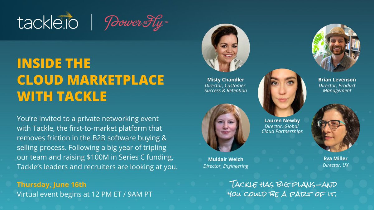We're excited to be virtually joining <a href="/powertofly/">PowerToFly</a> next Thursday, June 16th at 12pm ET, for a private networking event! 😎 Come learn why Tacklers ❤️ their jobs and view our career opportunities! 

See you there! okt.to/D8jHg9