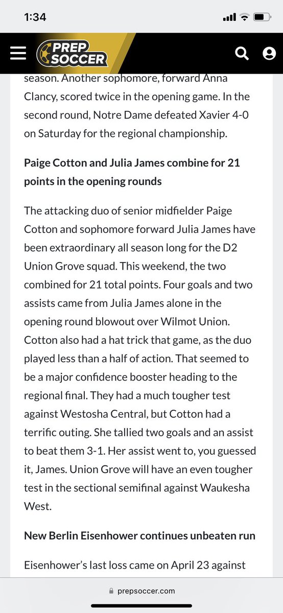 Awesome article! Can’t wait to keep it going tonight in our sectional semi-final vs Waukesha West!